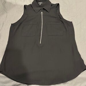 Express Black Sleeveless Blouse with Zipper